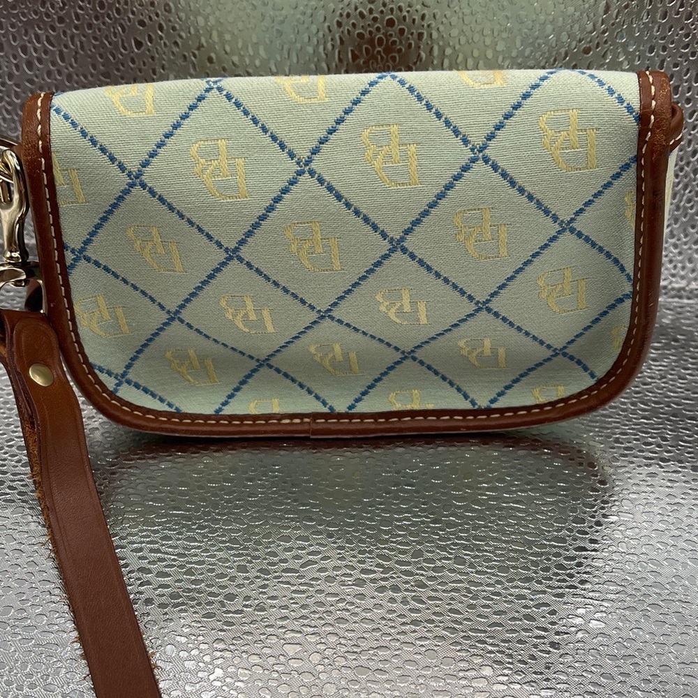 Dooney & Bourke Cream, Blue and Brown Pouch by Dooney & Bourke Pouch Wristlet - Picture 3 of 9